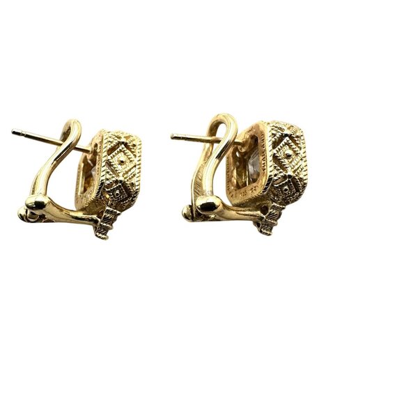 Judith Ripka Gold Plated Sterling Silver CZ Pierced Lever Back Earrings - Picture 4 of 4